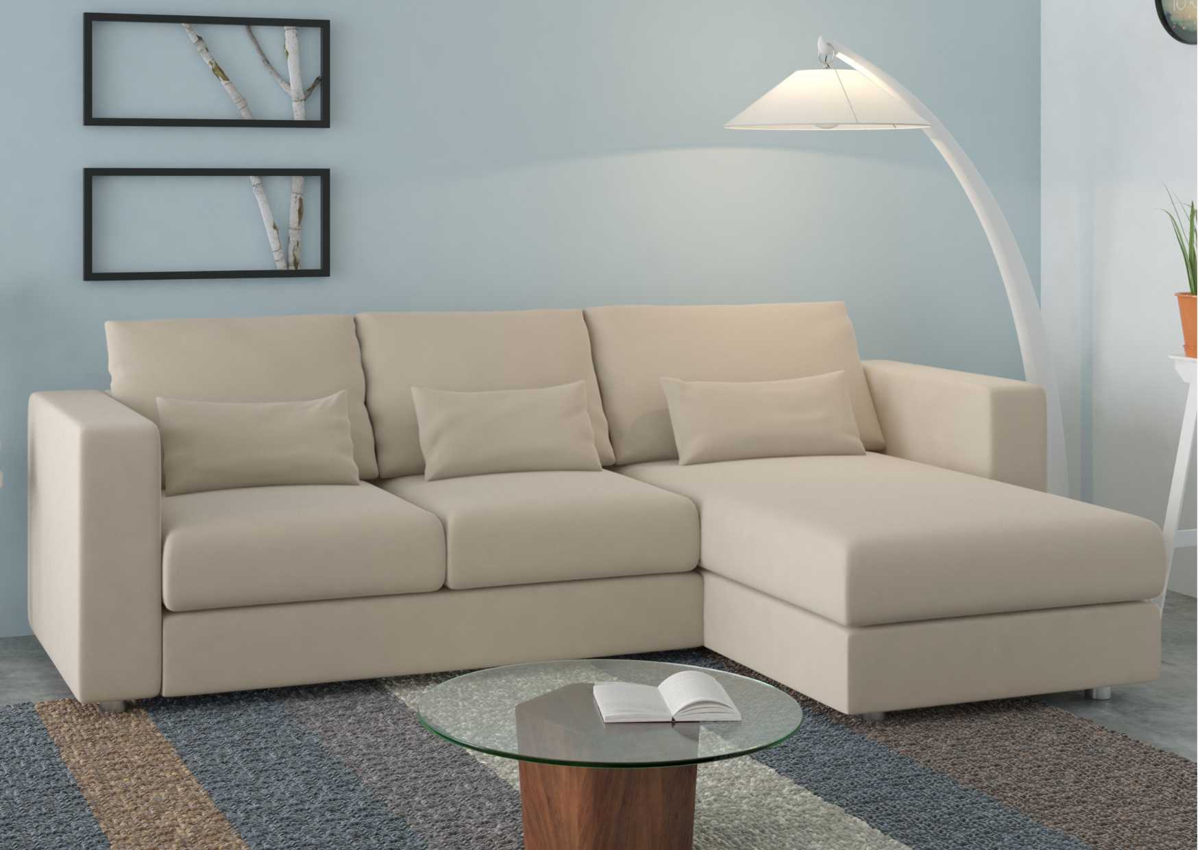 Klasyczny prawy narożnik rozkładany w kolorze beżowym